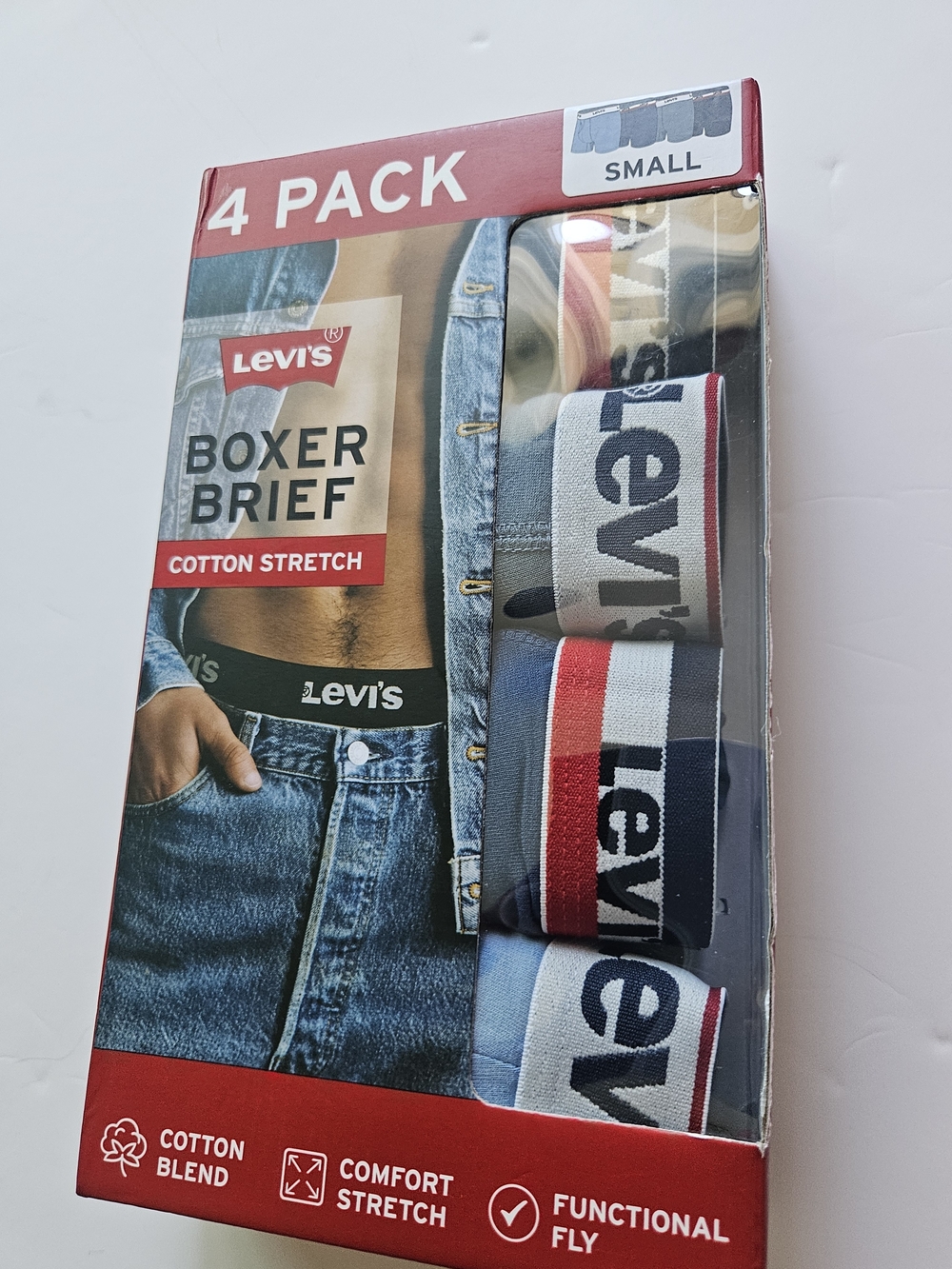 Levi's Men's 4-Pack Boxer Briefs - Navy, Light Blue, Gray & White